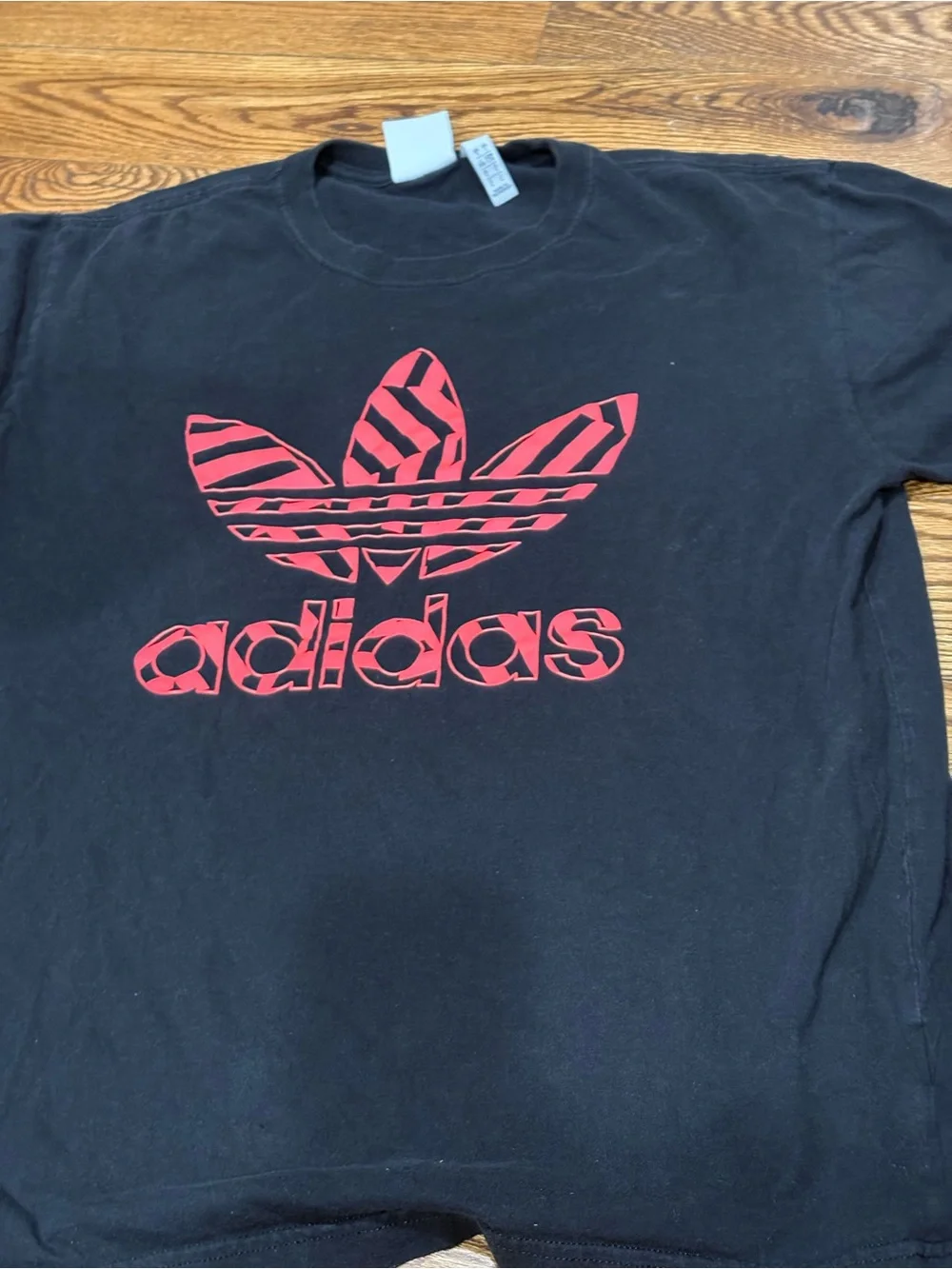 adidas Black Tee with Red Trefoil Graphic